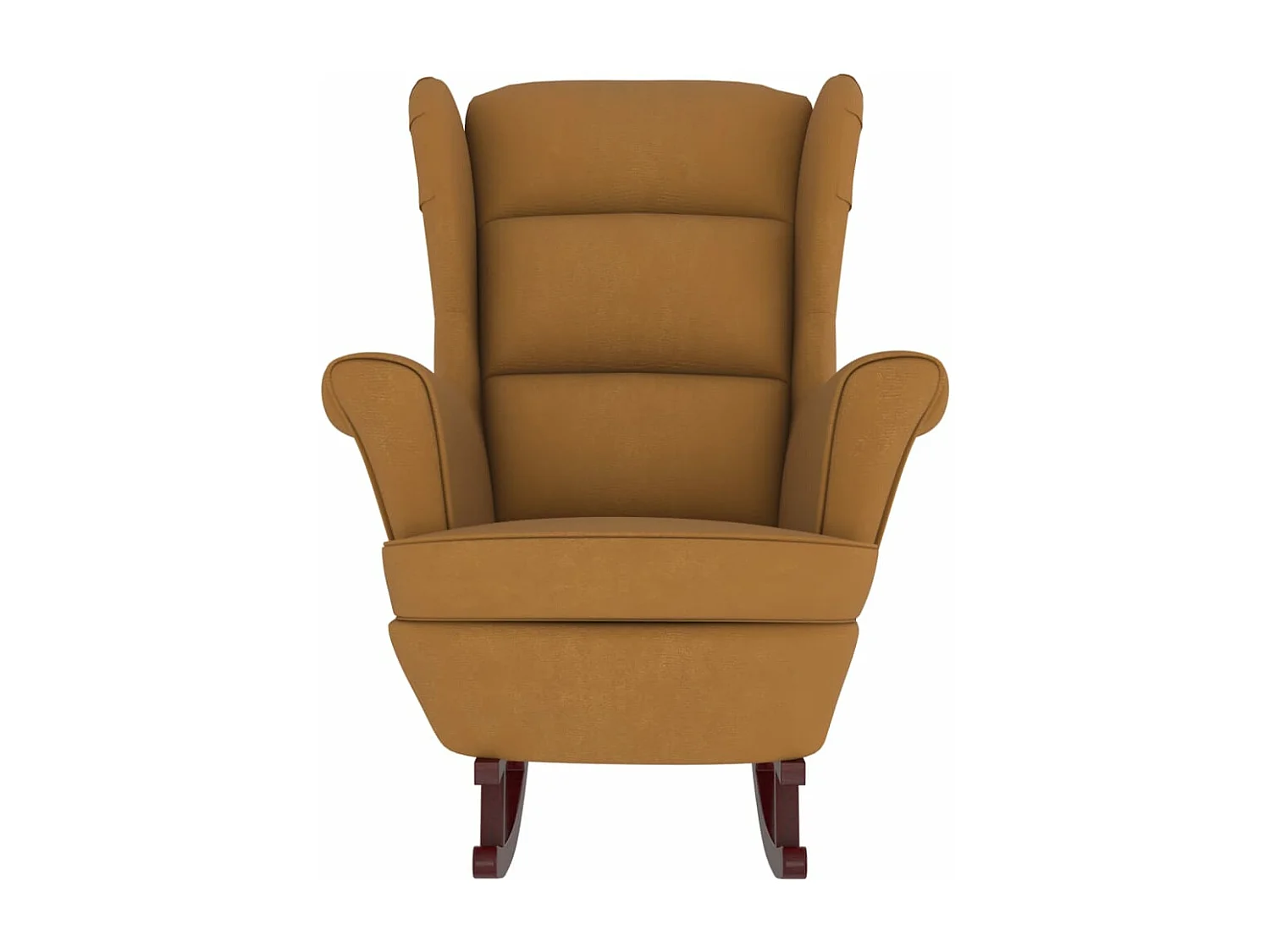Fauteuil à bascule pieds en bois massif d'hévéa Marron Velours
