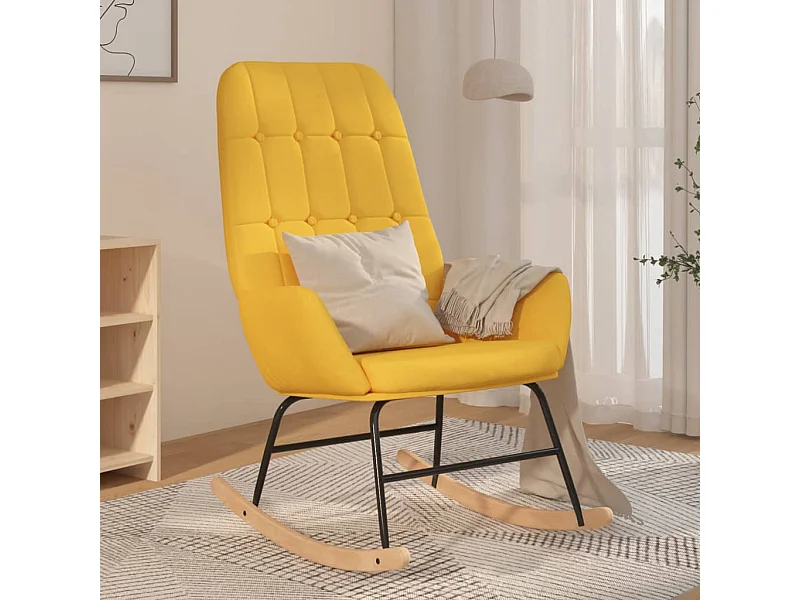 Sedia a dondolo Tessuto giallo senape