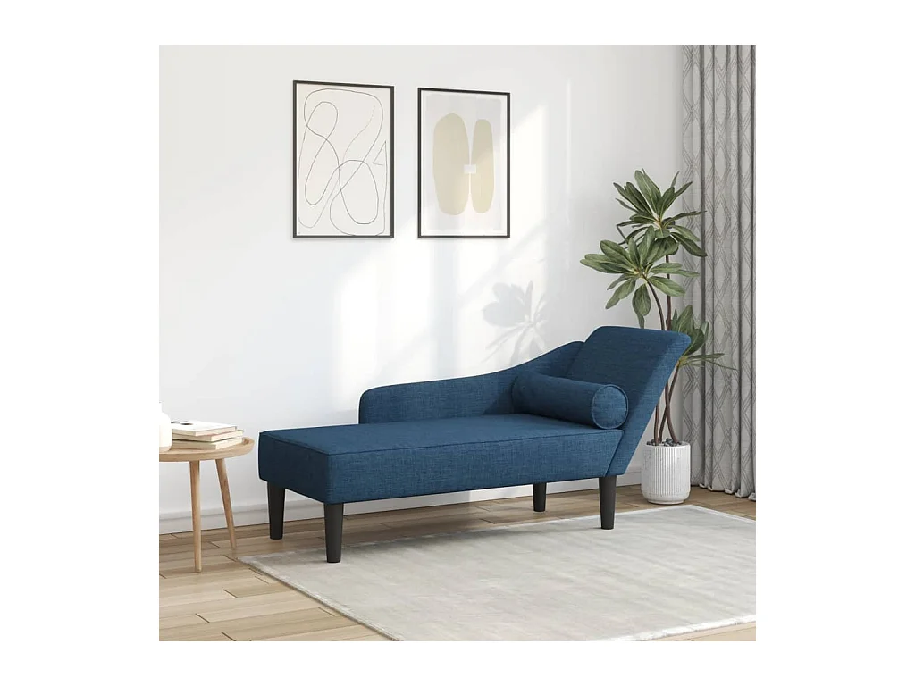 Chaise longue avec coussins bleu tissu