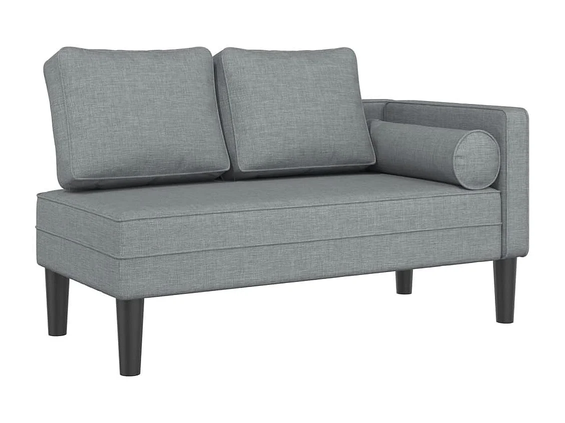 Chaise longue avec coussins gris clair tissu