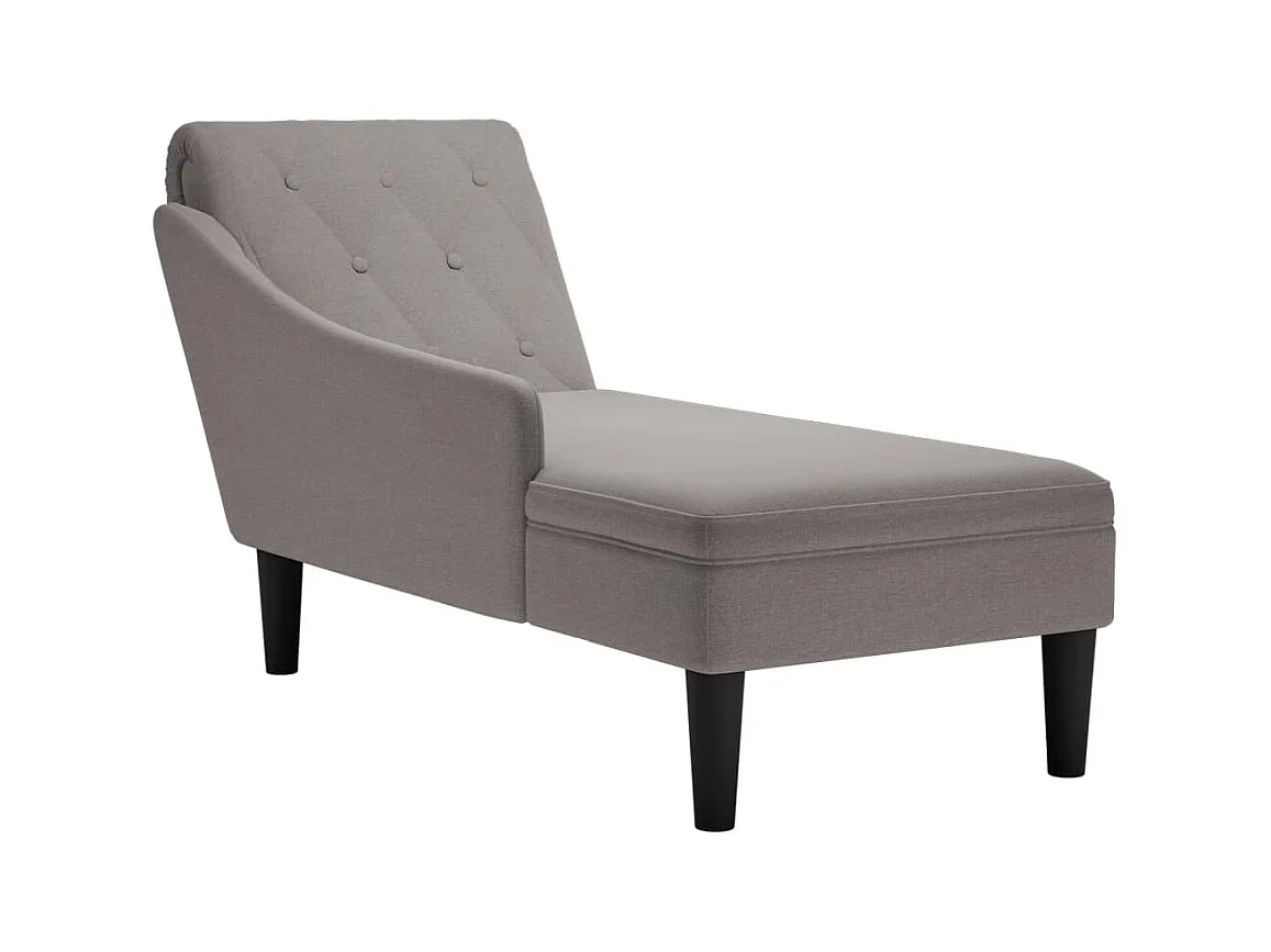 Fauteuil long avec coussin et accoudoir droit taupe tissu