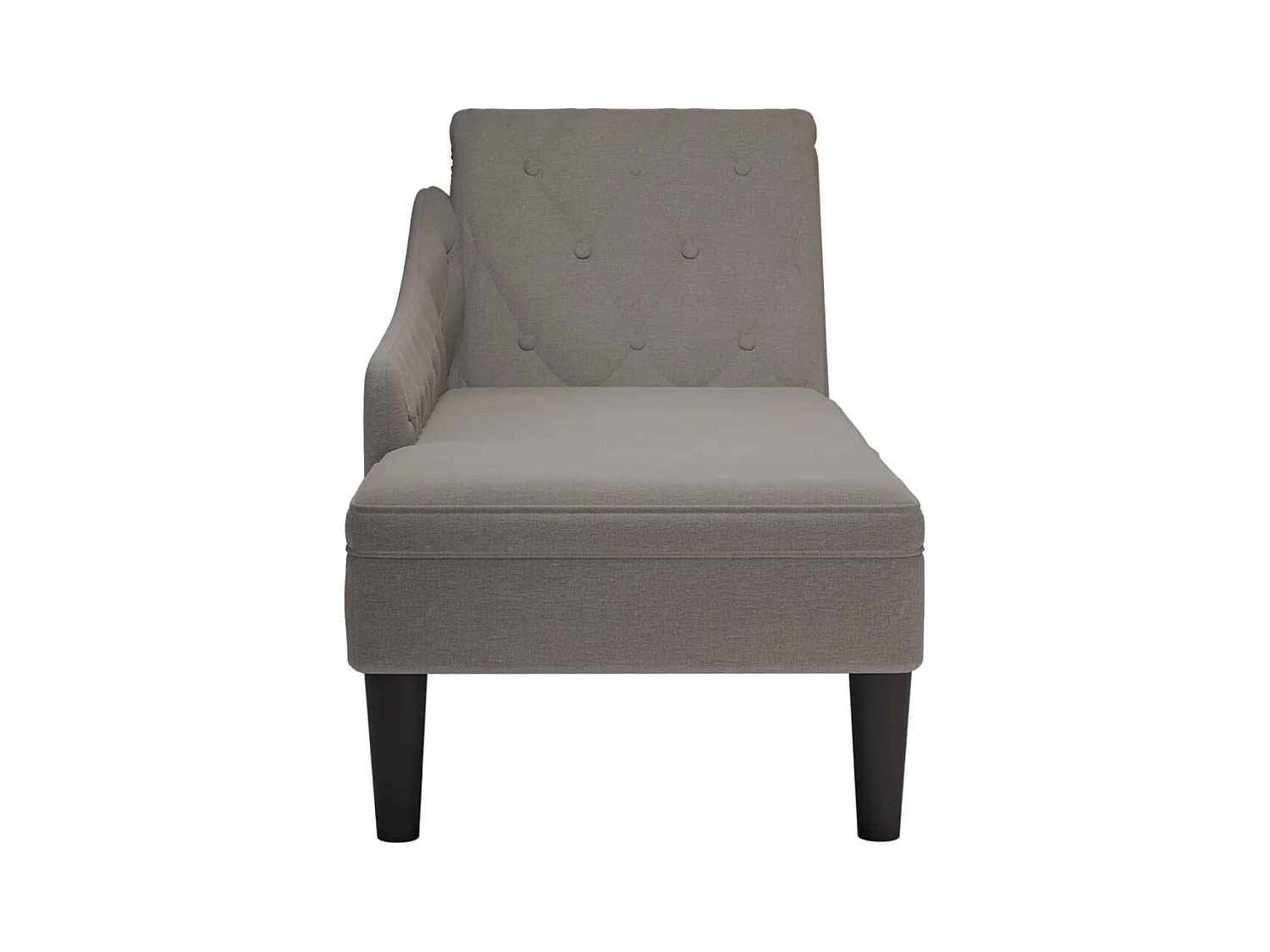 Fauteuil long avec coussin et accoudoir droit taupe tissu