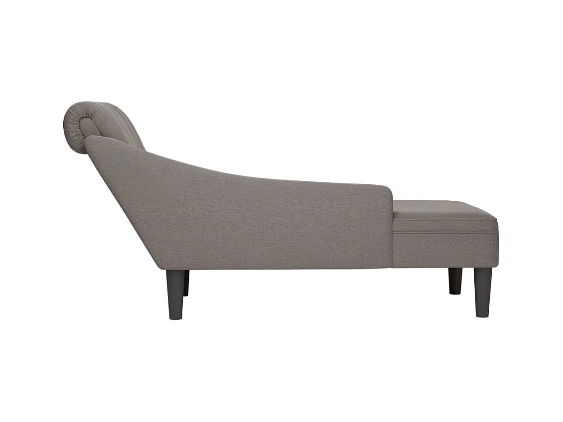 Fauteuil long avec coussin et accoudoir droit taupe tissu