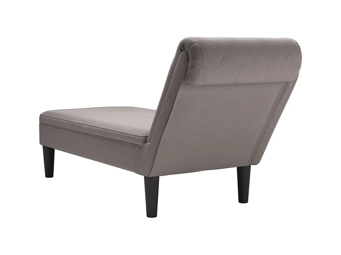 Fauteuil long avec coussin et accoudoir droit taupe tissu