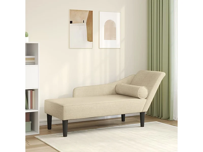Chaise longue avec coussins crème tissu