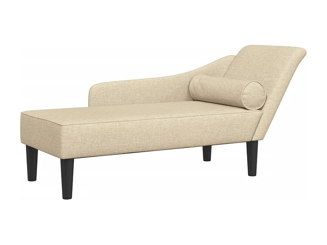 Chaise longue avec coussins crème tissu
