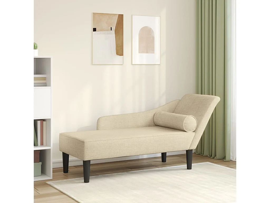 Chaise longue avec coussins crème tissu