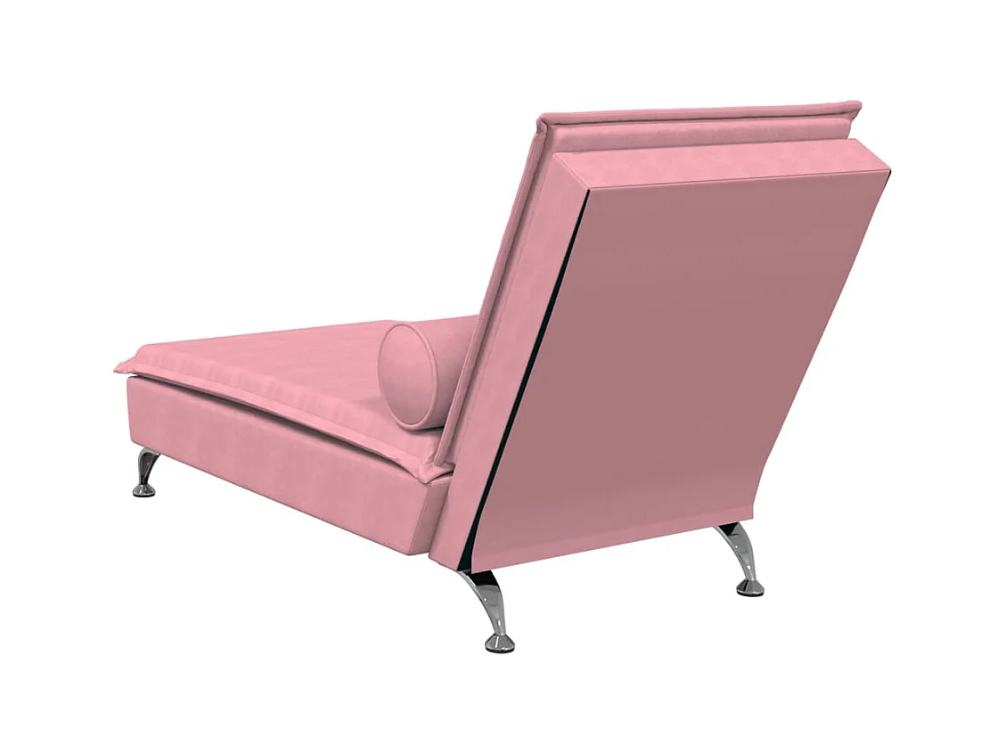 Chaise longue de massage avec traversin rose velours