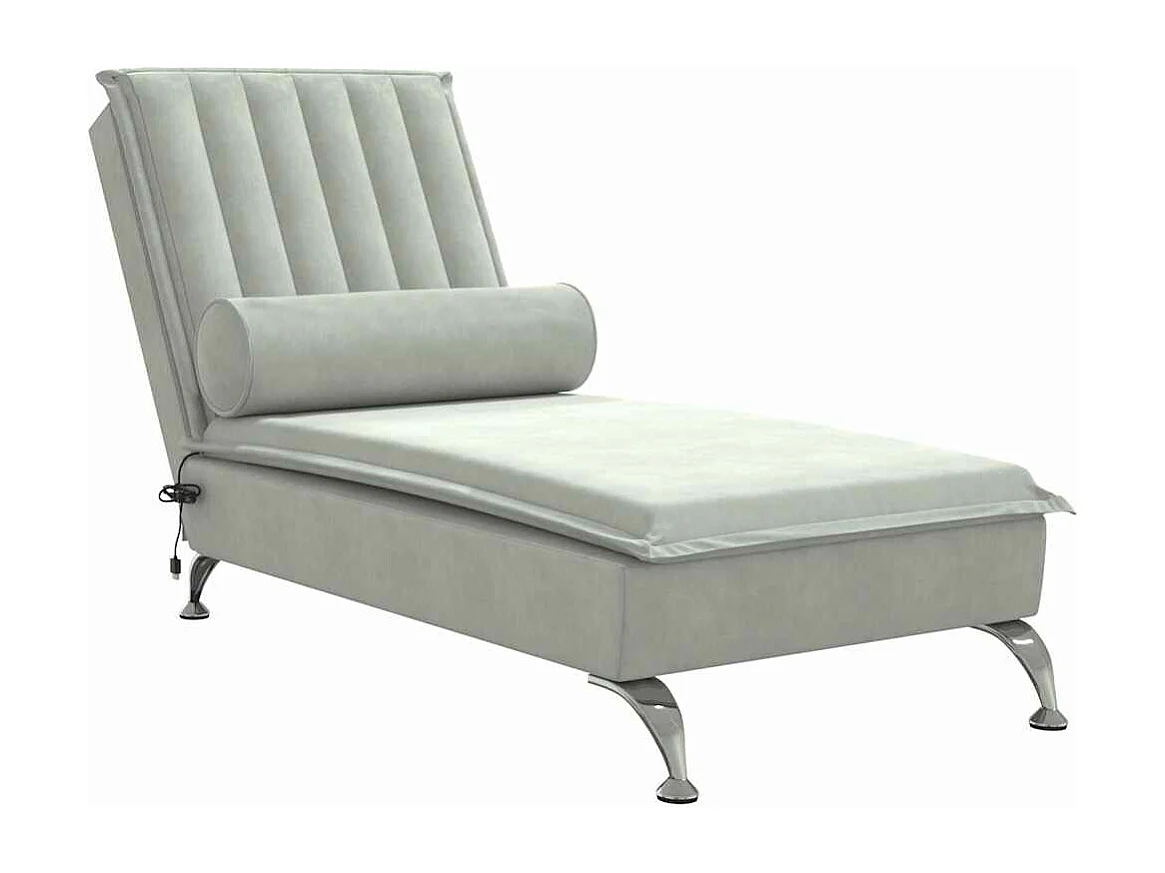 Sillón de masaje con cabezal de terciopelo gris claro