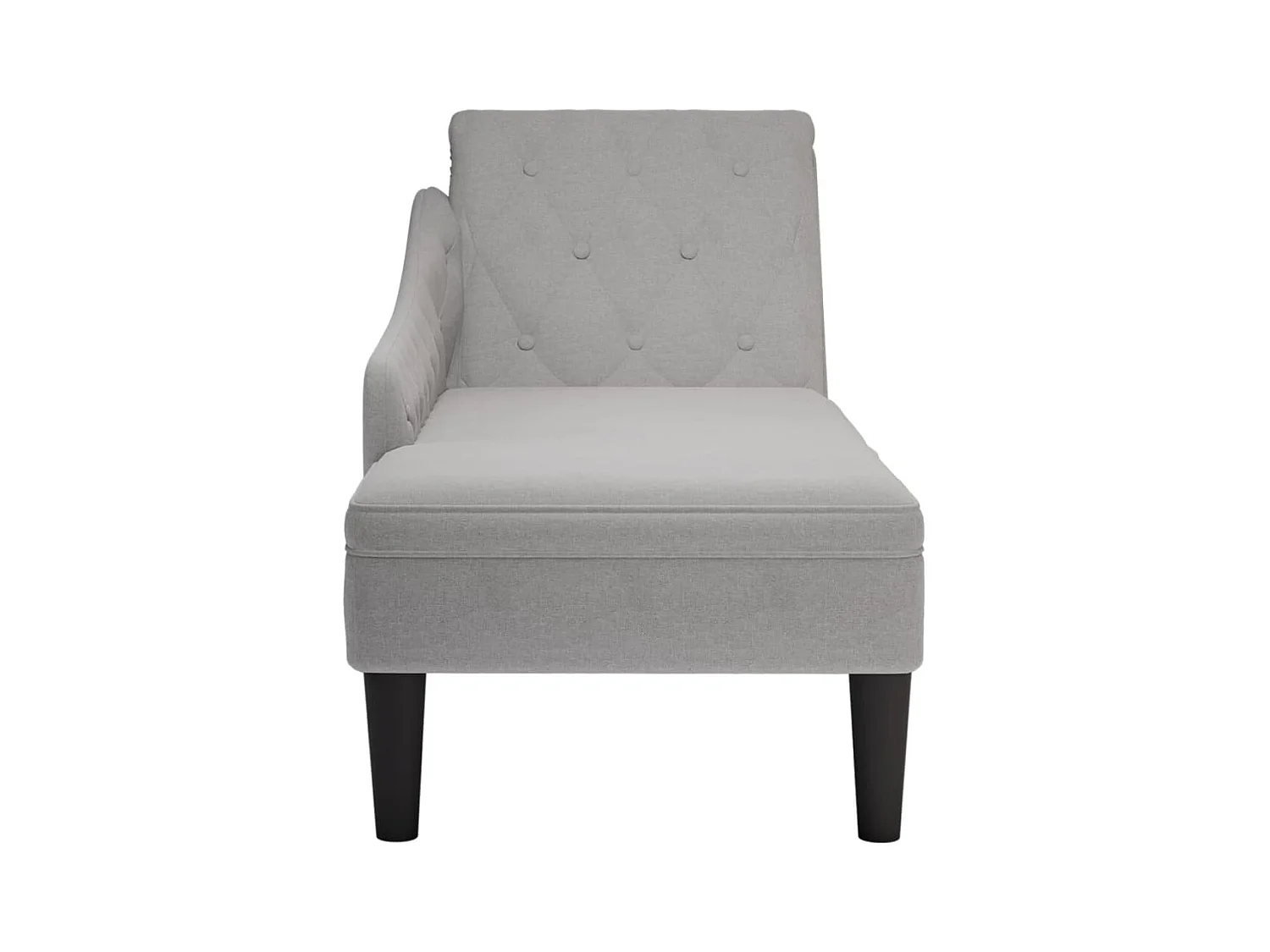Fauteuil long avec coussin et accoudoir droit gris nuage tissu