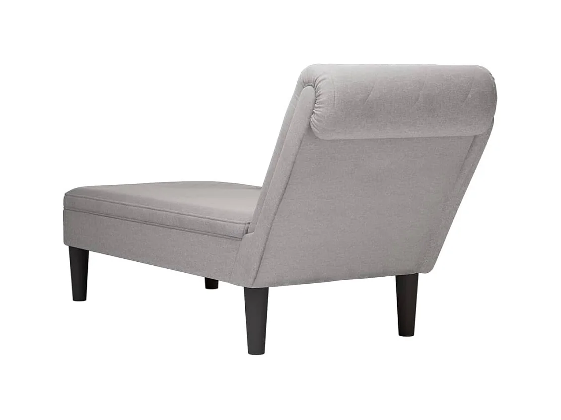 Fauteuil long avec coussin et accoudoir droit gris nuage tissu