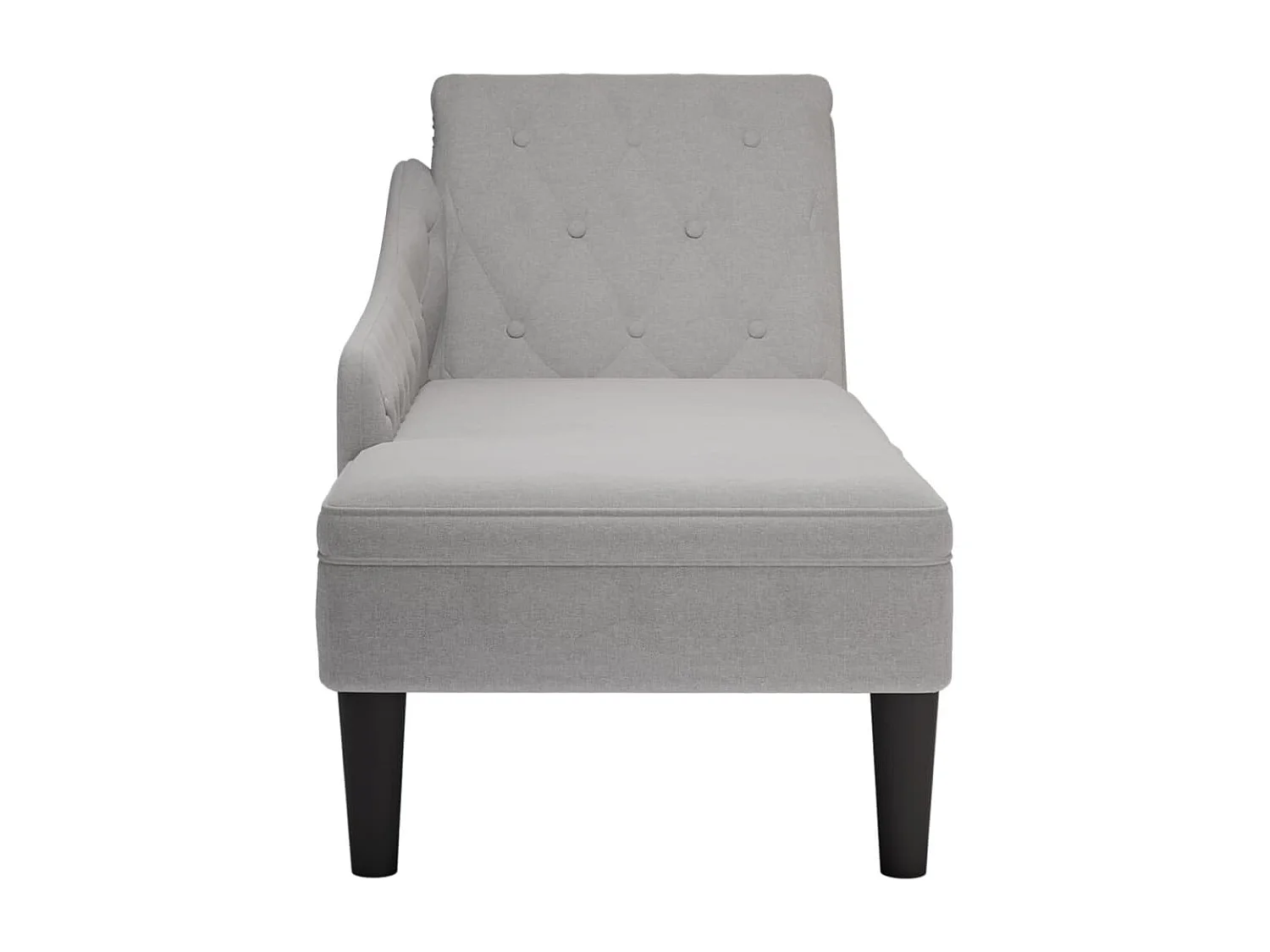 Fauteuil long avec coussin et accoudoir droit gris nuage tissu