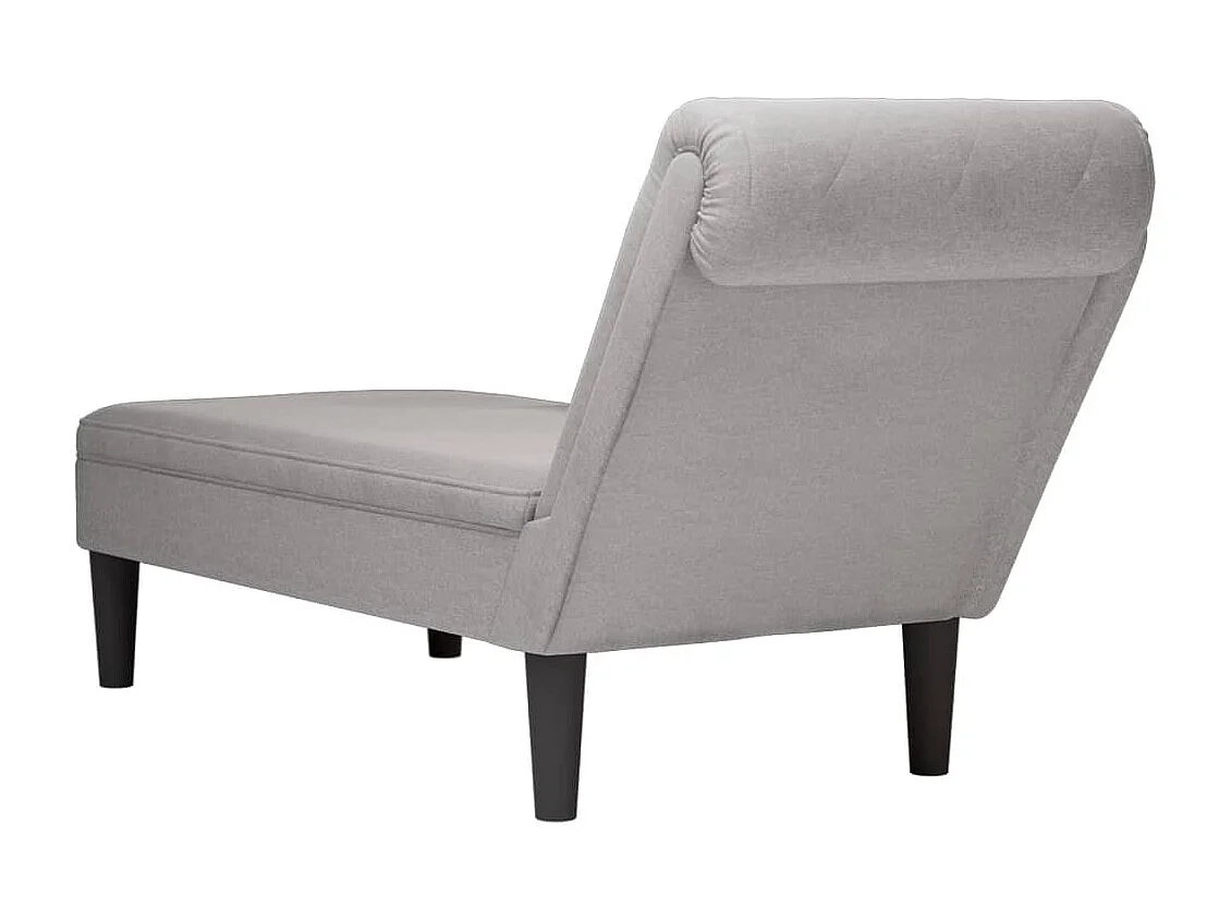 Fauteuil long avec coussin et accoudoir droit gris nuage tissu