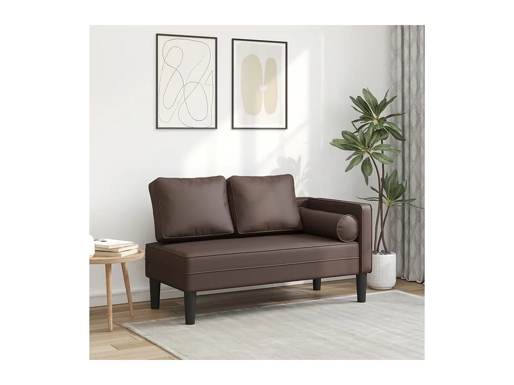 Poltrona lounge con cuscini in ecopelle marrone