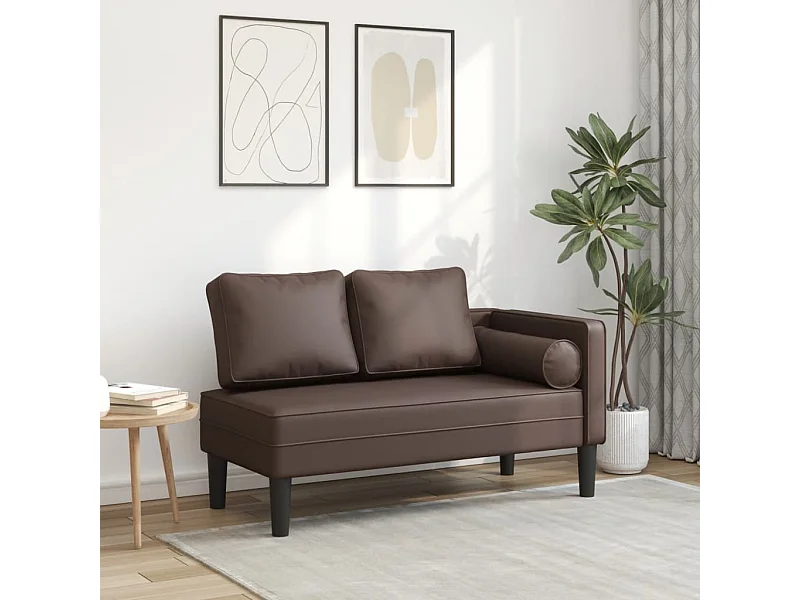 Chaise longue avec coussins marron similicuir