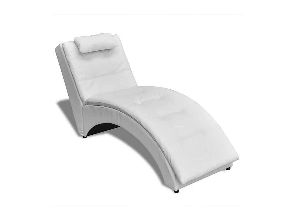 Chaise longue avec oreiller Blanc Similicuir