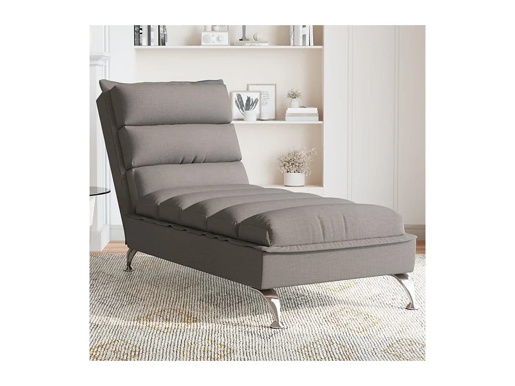 Chaise longue con cuscini in tessuto tortora