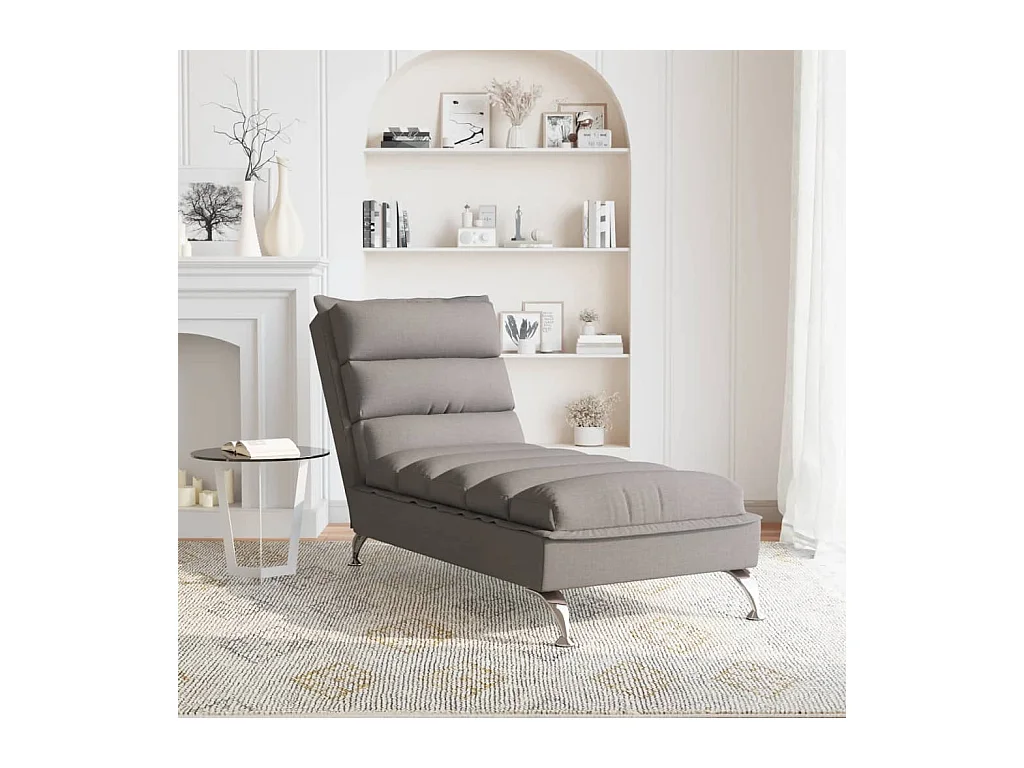 Chaise longue con cuscini in tessuto tortora