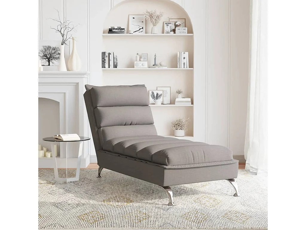 Chaise longue avec coussins taupe tissu