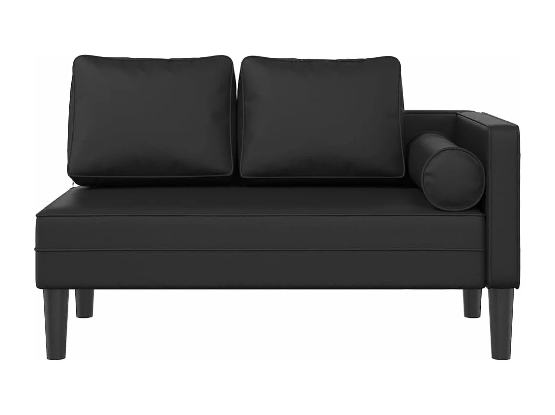 Chaise longue avec coussins noir similicuir