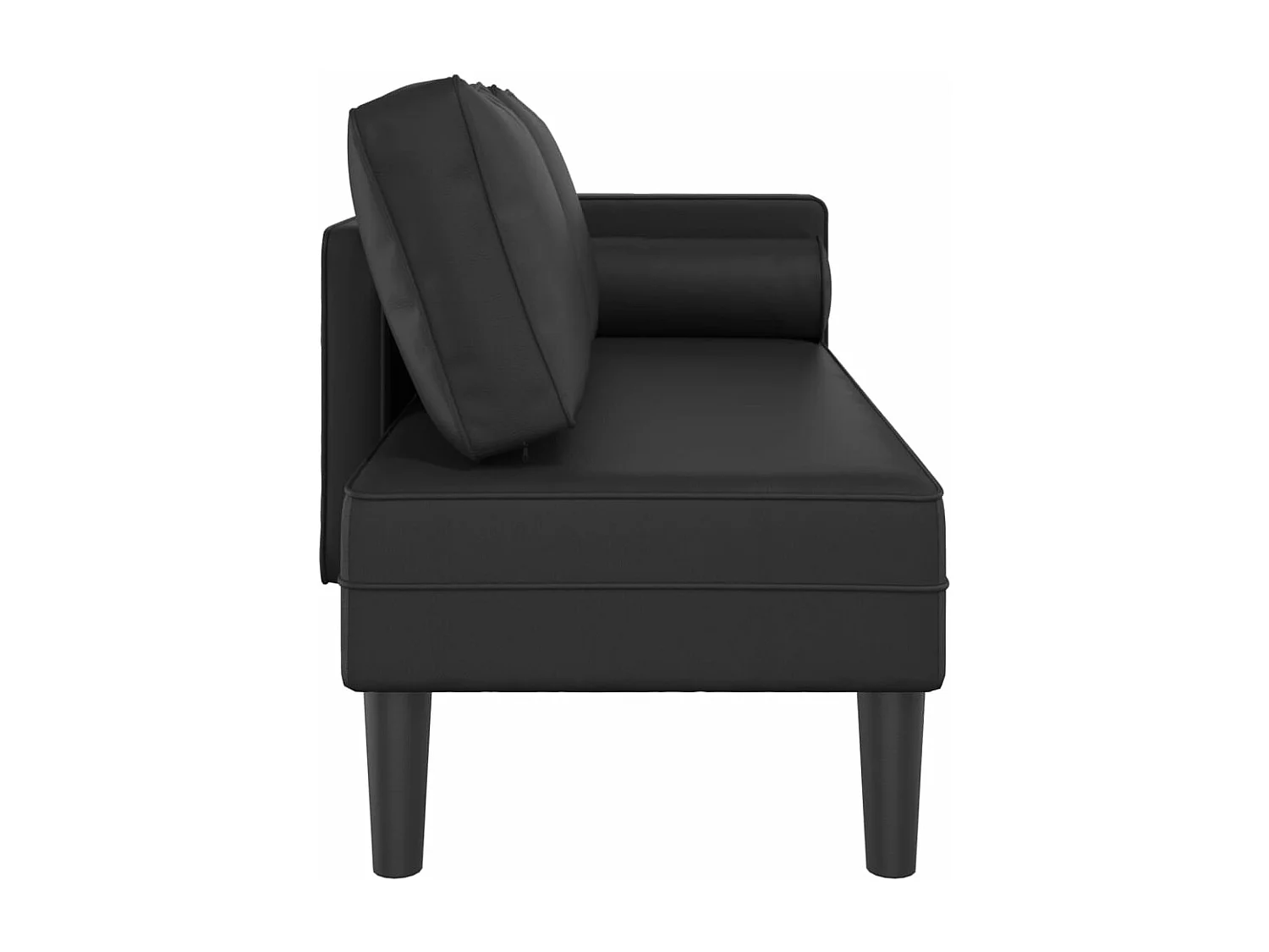 Chaise longue avec coussins noir similicuir
