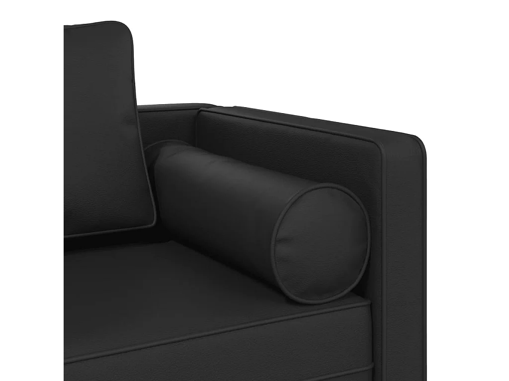Chaise longue avec coussins noir similicuir