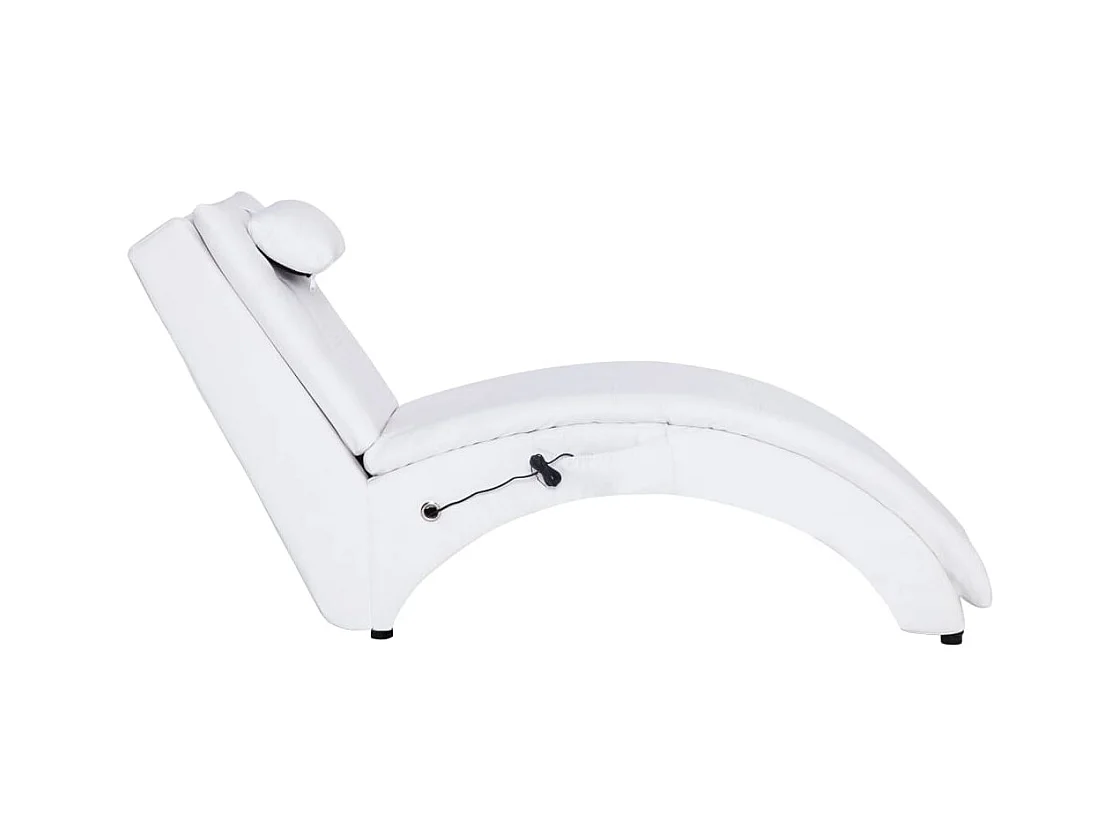 Chaise longue de massage avec oreiller Blanc Similicuir