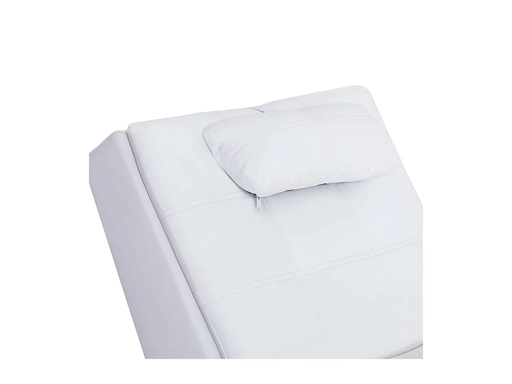 Chaise longue de massage avec oreiller Blanc Similicuir
