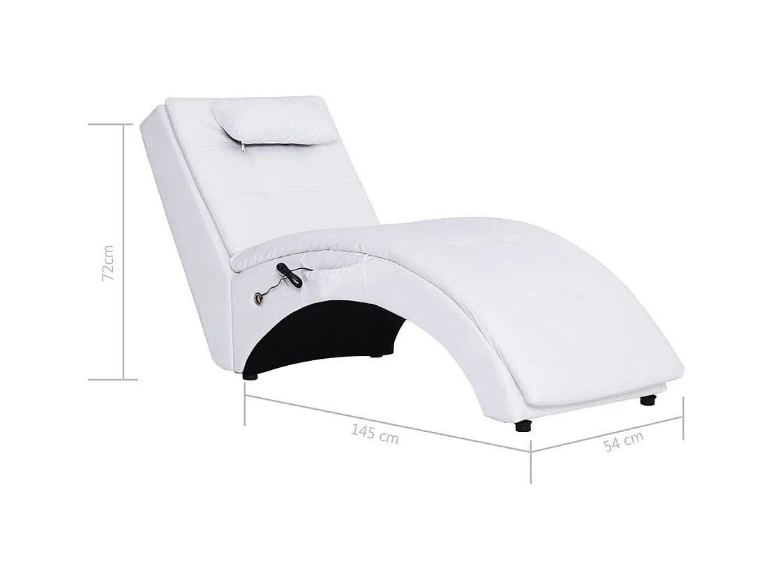 Chaise longue de massage avec oreiller Blanc Similicuir