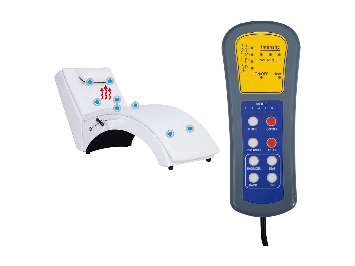 Chaise longue de massage avec oreiller Blanc Similicuir