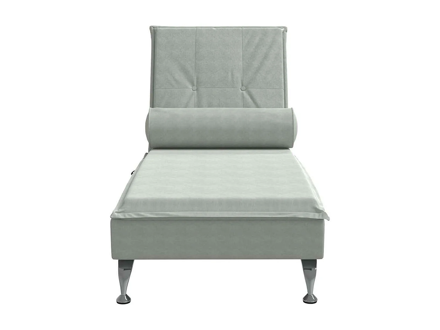 Chaise longue de massage avec traversin gris clair velours