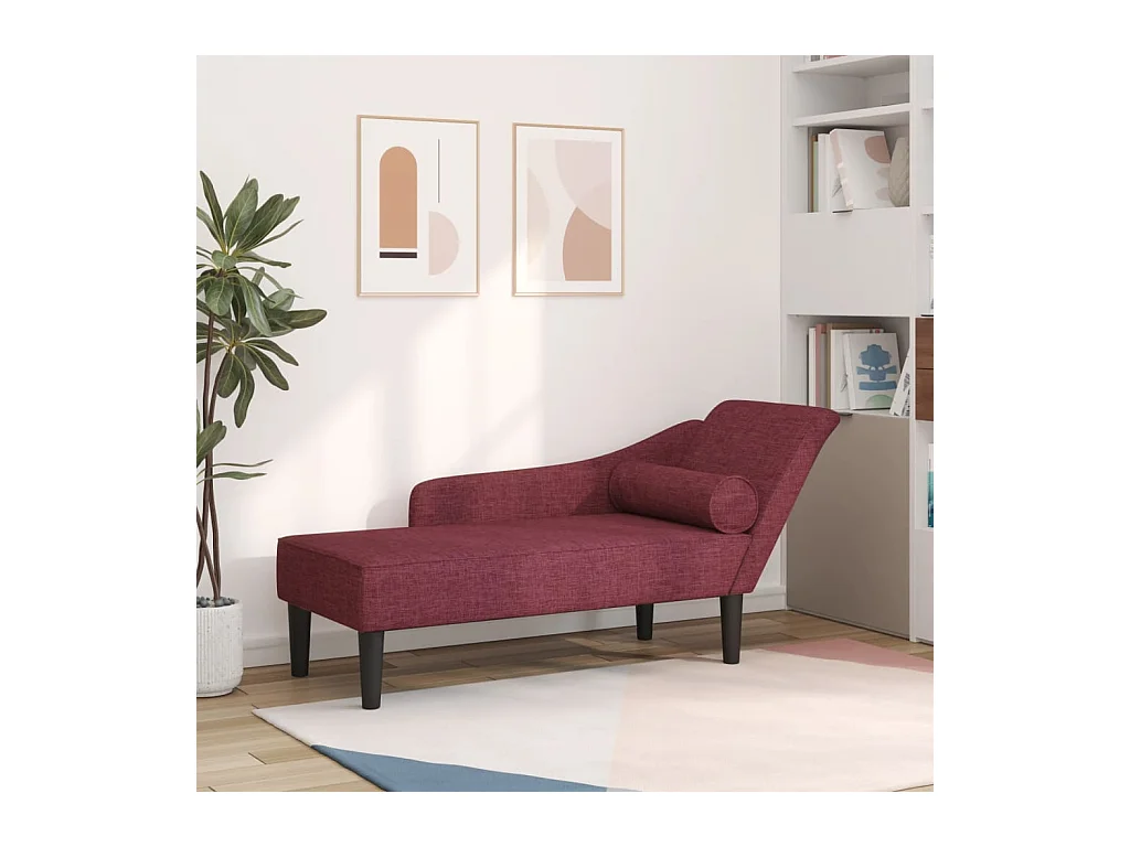 Chaise longue con cuscini in tessuto rosso bordeaux