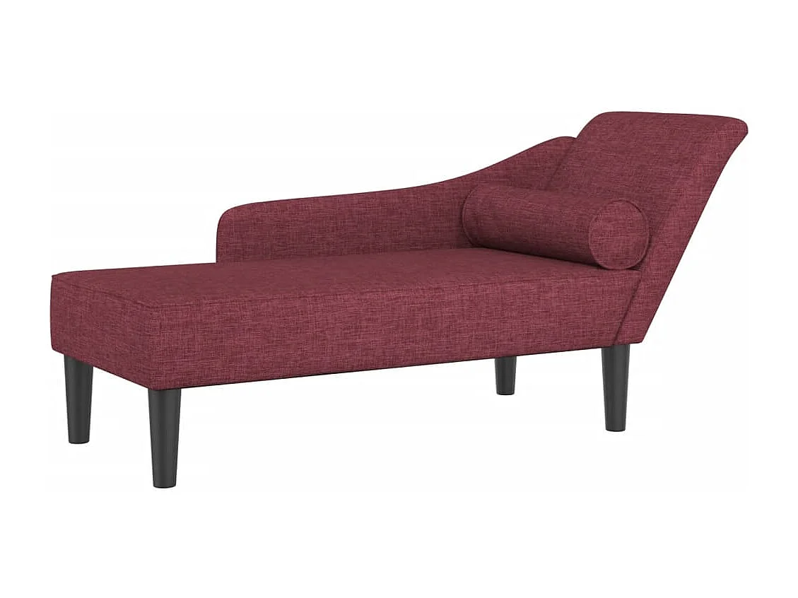 Chaise longue con cojines de tela rojo burdeos