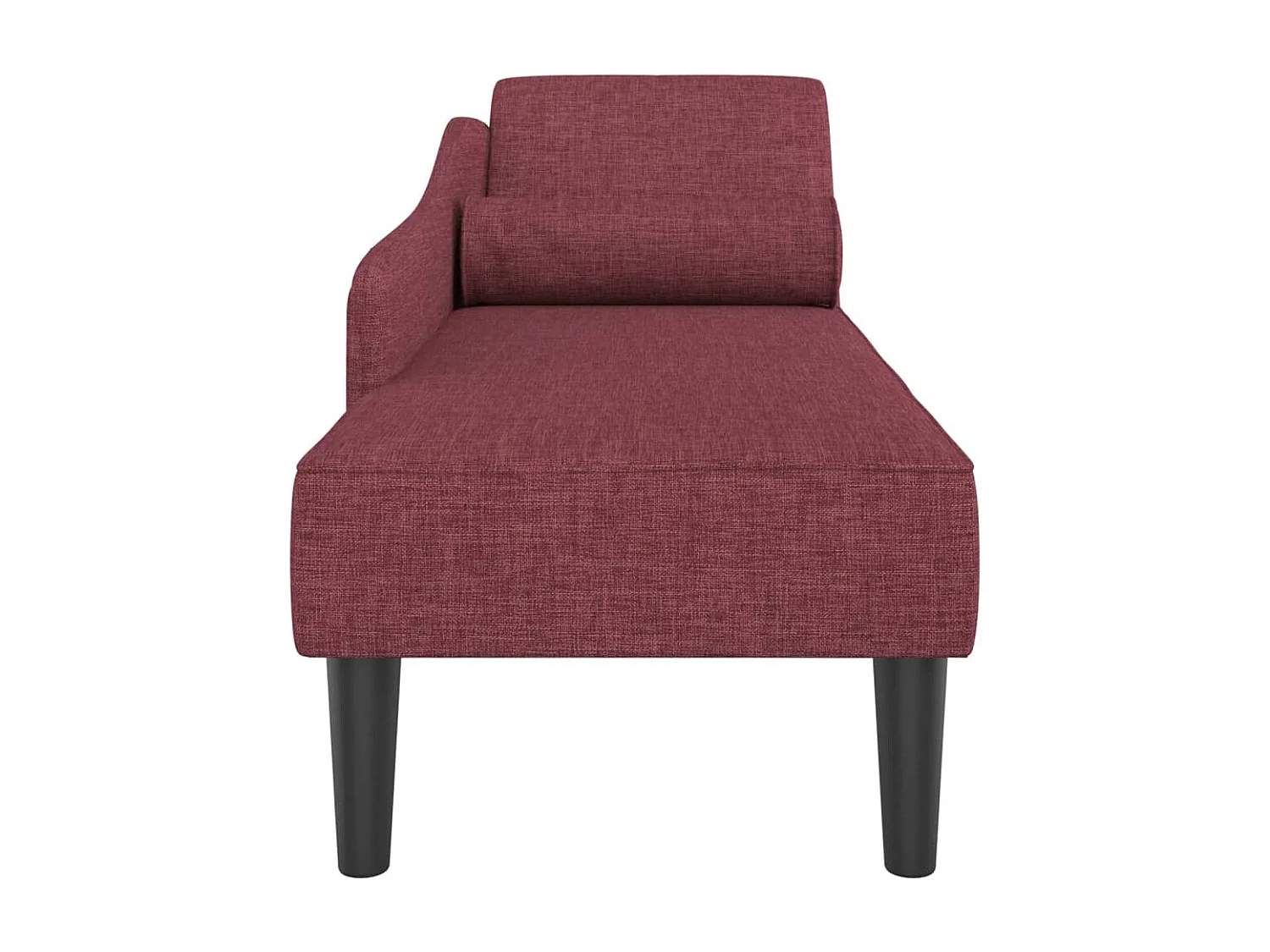 Chaise longue con cojines de tela rojo burdeos