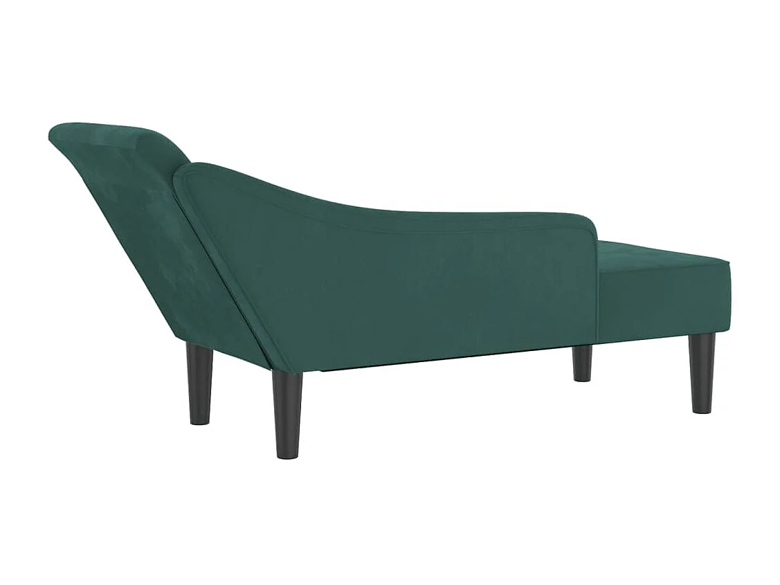 Chaise longue avec coussins vert foncé velours