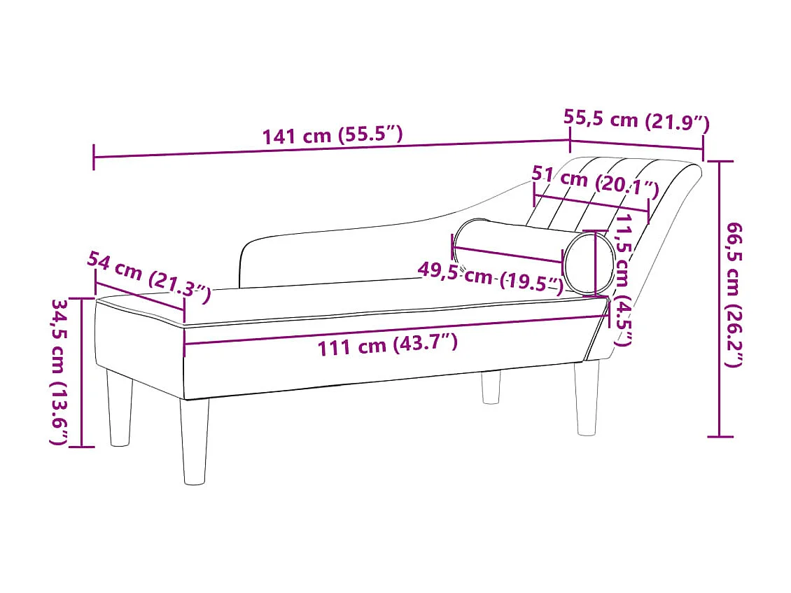 Chaise longue avec coussins vert foncé velours