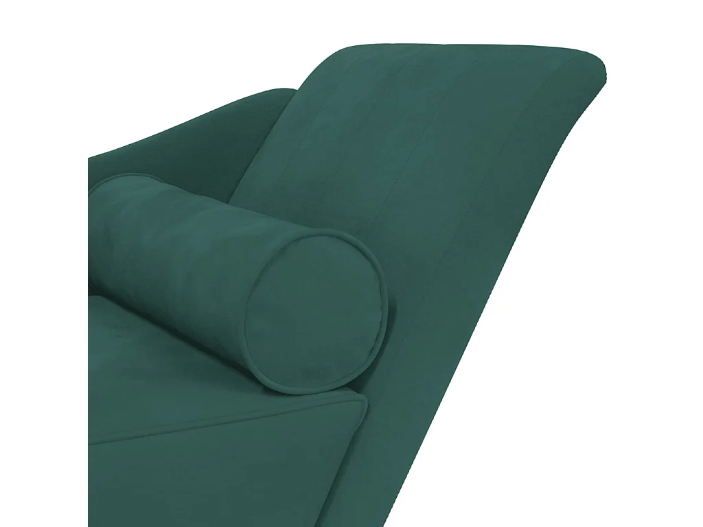 Chaise longue avec coussins vert foncé velours