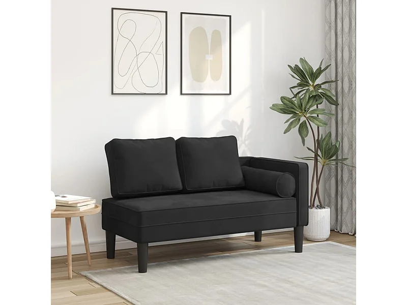 Chaise longue avec coussins noir velours
