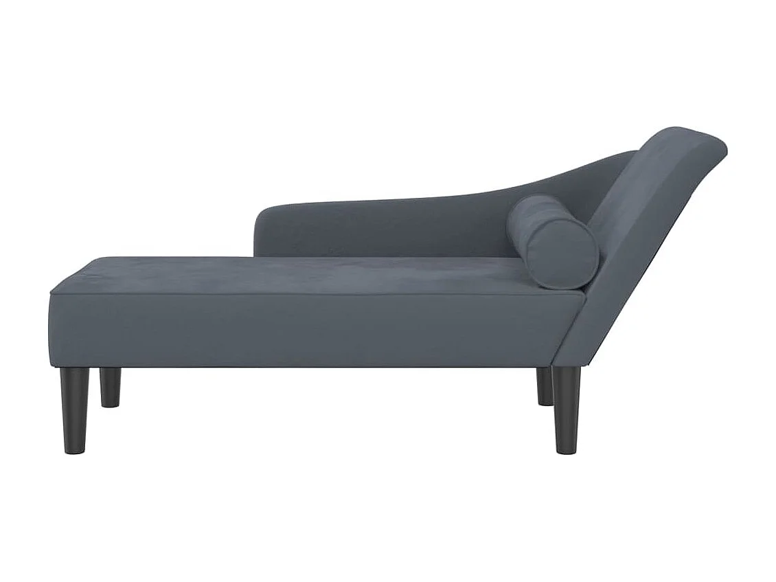 Loungestoel met donkergrijze fluwelen kussens