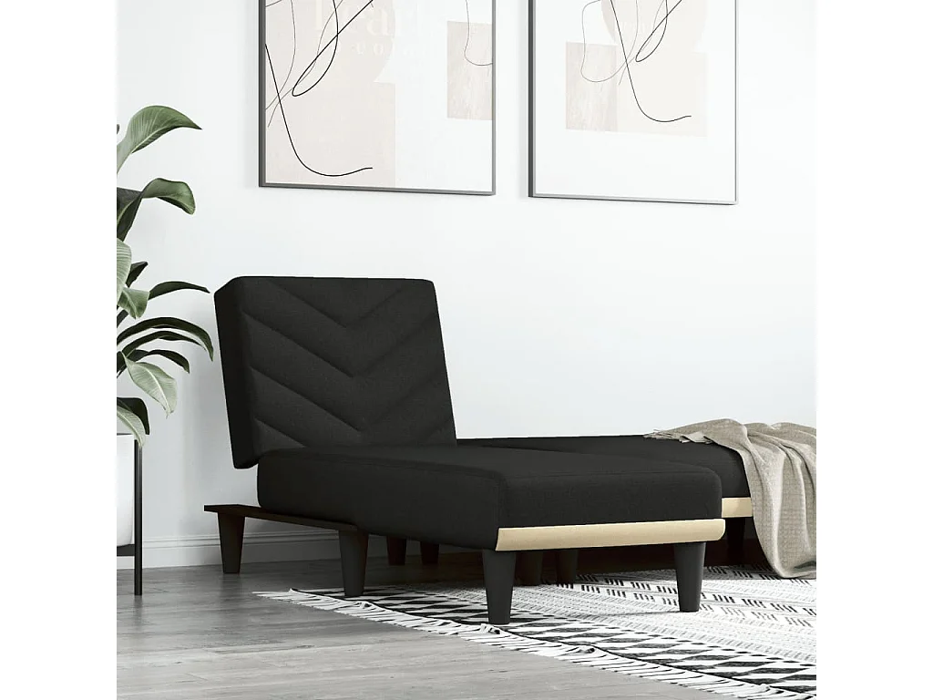 Chaise longue noir tissu