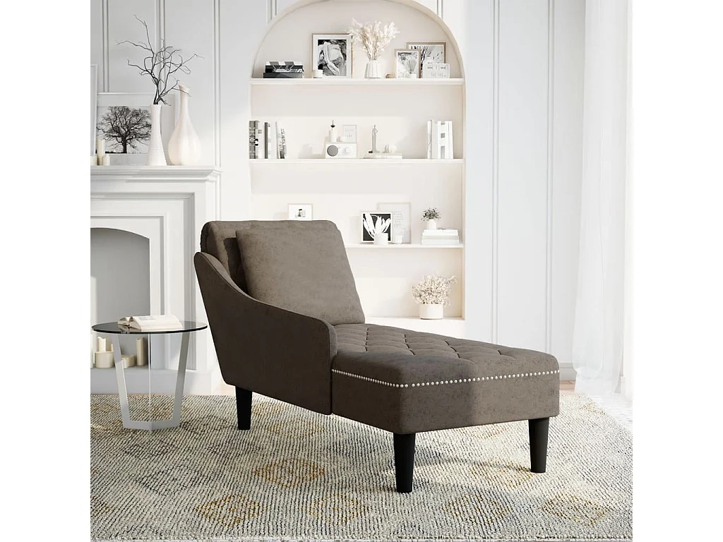 Sillón largo y cojín/reposabrazos derecho piel sintética gris oscuro