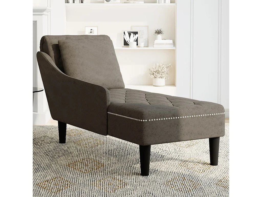 Sillón largo y cojín/reposabrazos derecho piel sintética gris oscuro