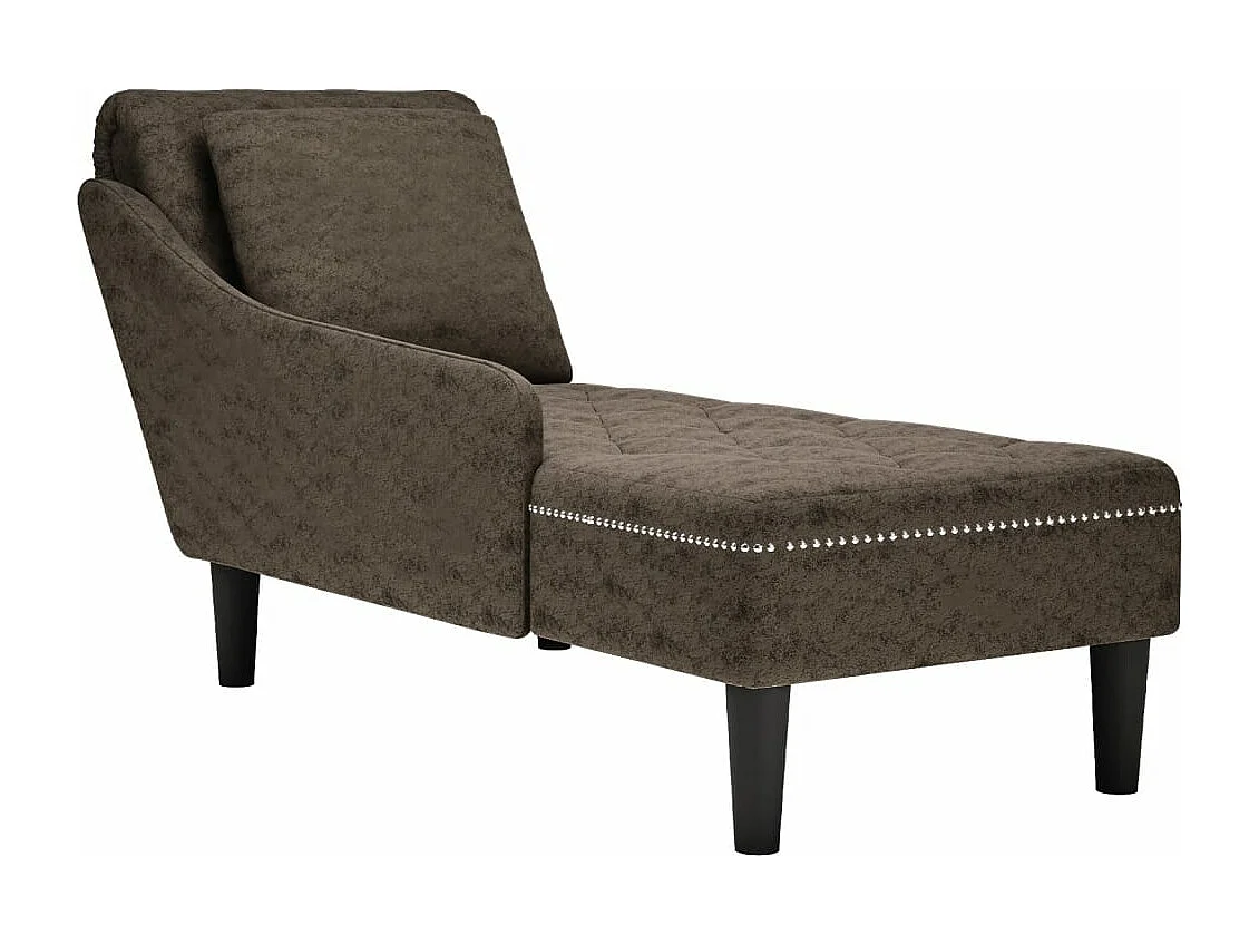 Fauteuil long et coussin/accoudoir droit gris foncé similicuir