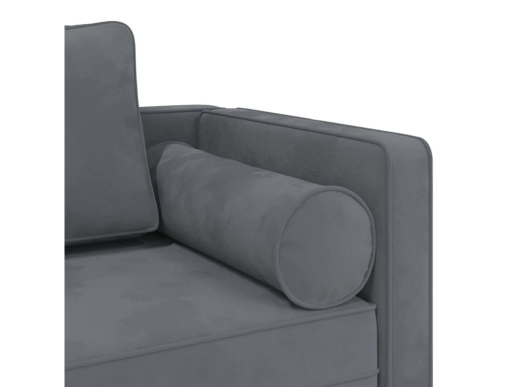 Poltrona lounge con cuscini in velluto grigio scuro