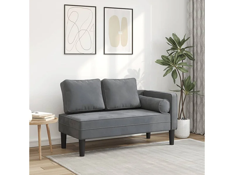 Poltrona lounge con cuscini in velluto grigio scuro