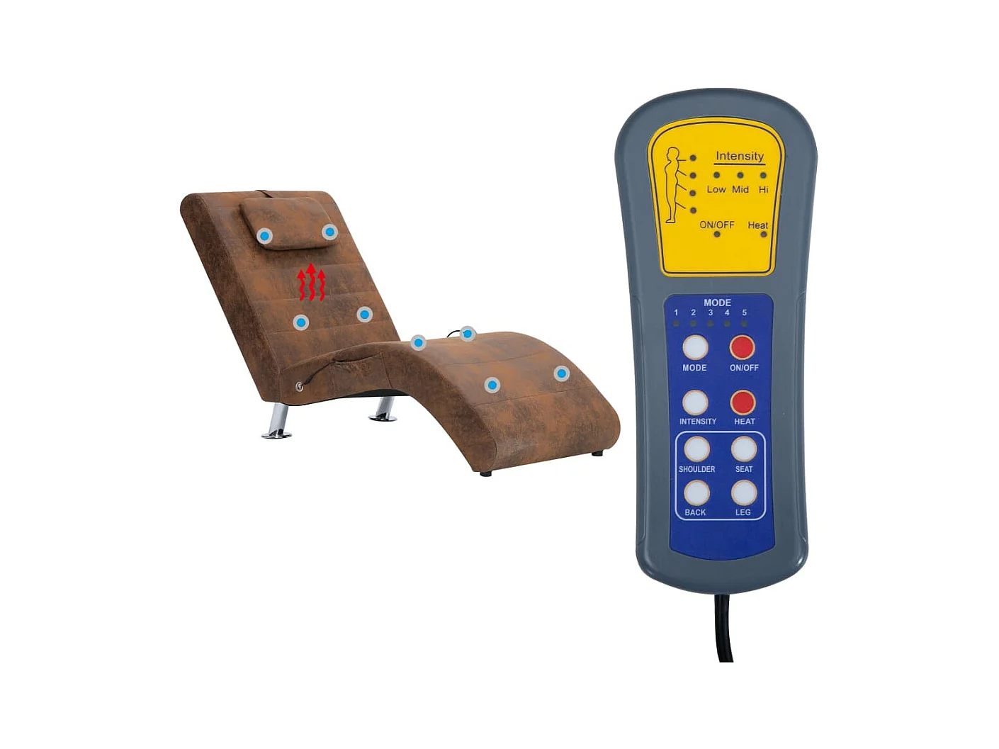 Poltrona massaggiante con cuscino Finta pelle scamosciata marrone