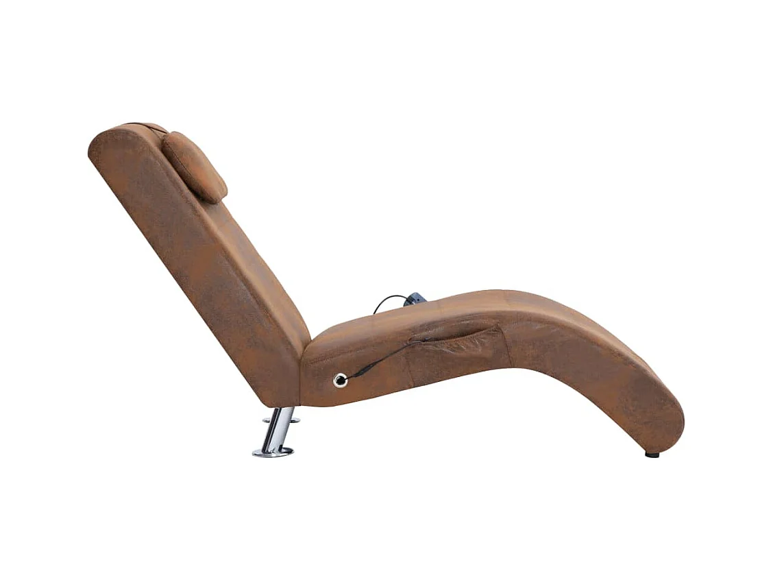 Poltrona massaggiante con cuscino Finta pelle scamosciata marrone