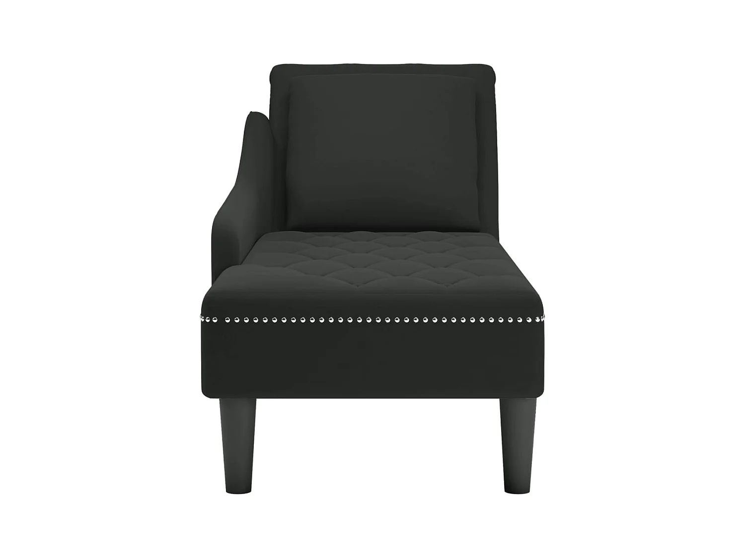 Fauteuil long avec coussin et accoudoir droit noir velours