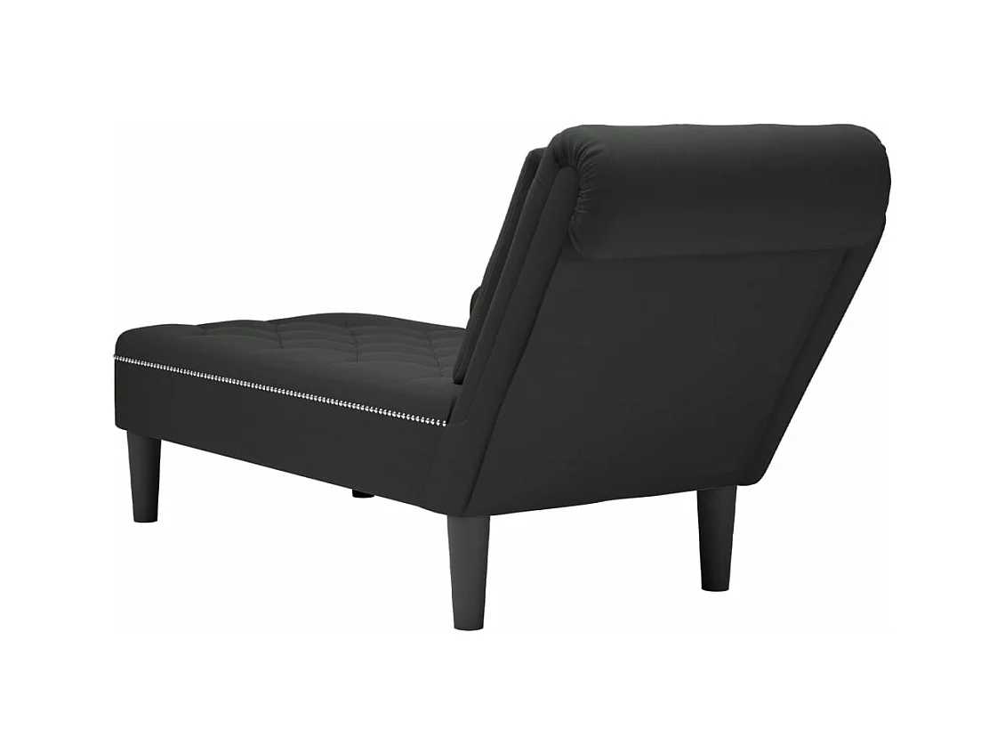 Fauteuil long avec coussin et accoudoir droit noir velours