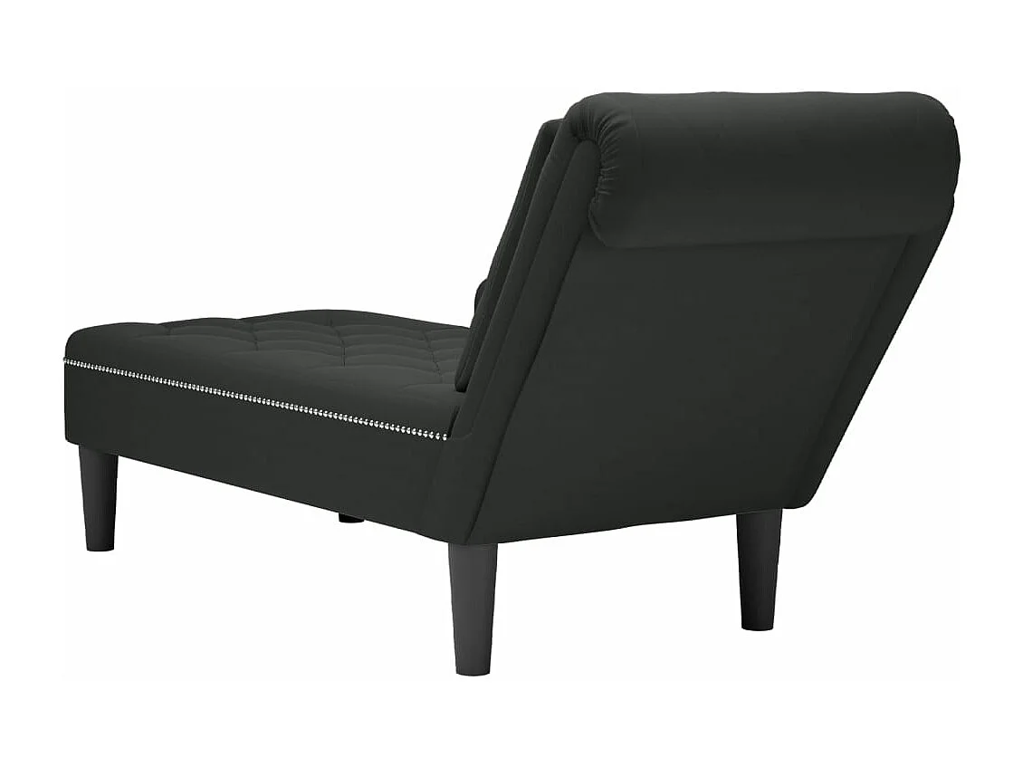 Fauteuil long avec coussin et accoudoir droit noir velours